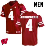 Men's Wisconsin Badgers NCAA #4 Jared Abbrederis Red Authentic Under Armour Stitched College Football Jersey LX31W80NB